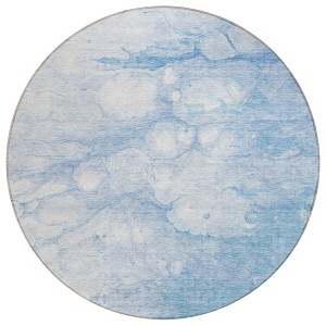 Sky Blue Denim Blue And Silver Abstract Washable Indoor Outdoor Area Rug - 1 of 4