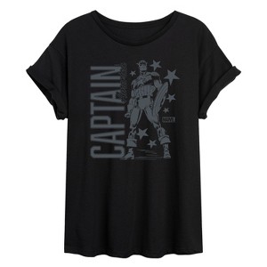 Women's - Marvel - Captain America Monochrome Oversized Graphic T-Shirt - 1 of 4