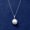 Ross-Simons 7-7.5mm Cultured Pearl and .12 ct. t.w. Diamond Pendant Necklace in 14kt White Gold Size 18 - 3 of 4