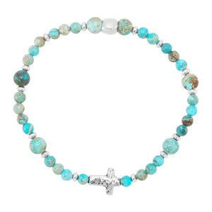 Silpada 'Soulful' Sterling Silver Mixed Stones Cross Stretch Bracelet, 7.5" - 1 of 4
