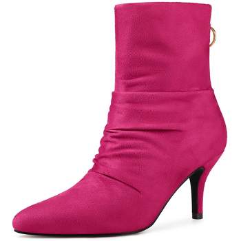 Allegra K Women's Pointy Toe Back Zip Stiletto Heel Ankle Boots
