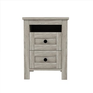 Gulches Wooden Nightstand - 2-Drawer Farmhouse Style in Antique Gray - 1 of 4