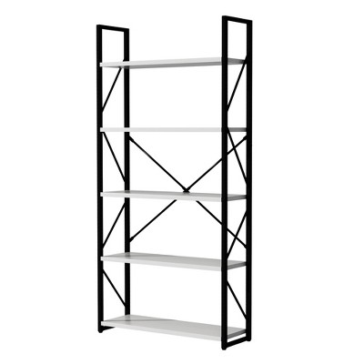 5-Tier Bookshelf, Freestanding White Book Shelf, Modern Minimalist Open Display Storage Book Shelves