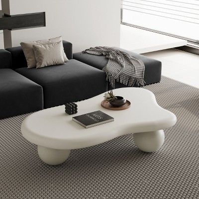 Okak Modern Cloud Shaped Coffee Table Curved Profile Design Coffee Table with Cylindrical Legs