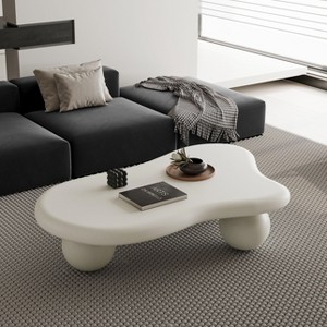 Okak Modern Cloud Shaped Coffee Table Curved Profile Design Coffee Table with Cylindrical Legs - 1 of 4