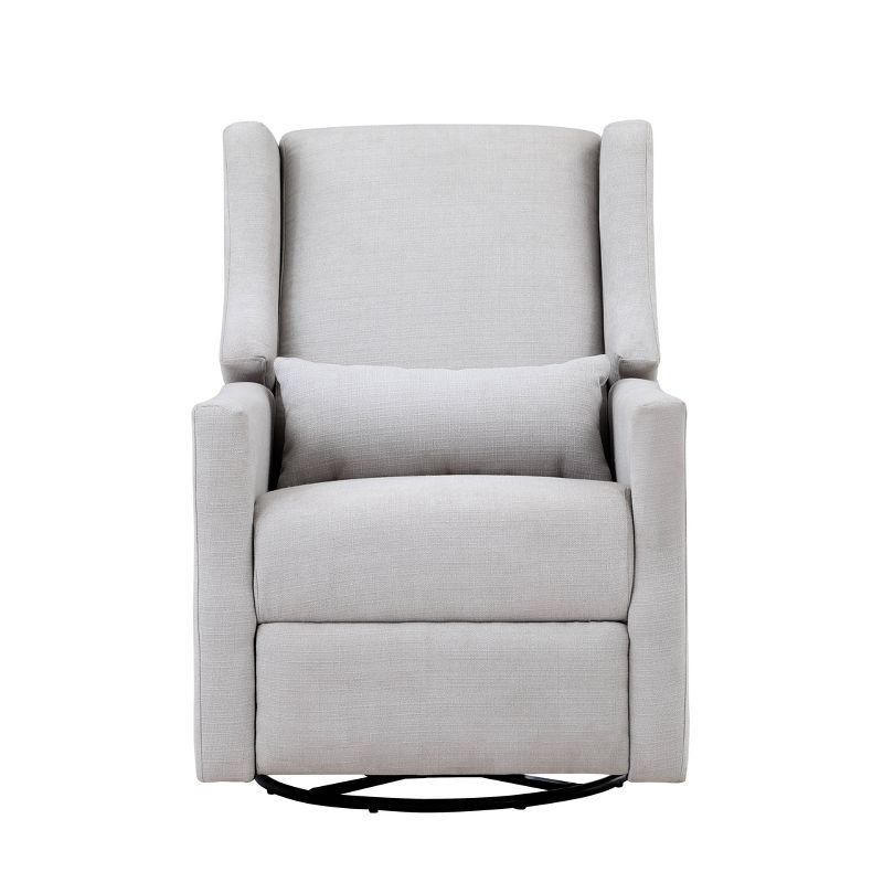 Suite Bebe Pronto Swivel Glider Recliner Accent Chair with Pillow - Blanco White Fabric, 3 of 9