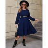 Plus Size Women's Long Knit Dress with Lantern Sleeves, Soft Casual Crewneck Tunic Sweater Dress for Tall Ladies - 2 of 4