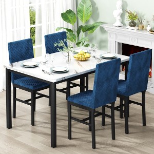 Hooseng 5 Pieces Kitchen Table And Chairs Set, Dining Table Set for 4, Rectangular Dining Table Set with Four Upholstered Chairs And Faux Marble Top - 1 of 4