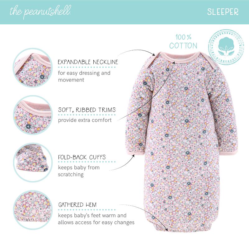 The Peanutshell Prairie Floral 16-Piece Baby Layette Gift Set in Blue/Pink, 0-3 Months, 5 of 8