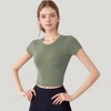 Anna-Kaci Active Women's Short Sleeve Open Back Crop Top with Twist Detail and Fitted Silhouette - 2 of 4