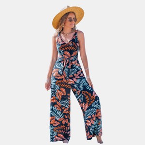 Women's Tropical Floral Print Wide Leg Jumpsuit - Cupshe - 1 of 4