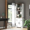 4 Tier Bookshelf with Storage Cabinet, 72" Tall Farmhouse Bookcase with and Barn Door and Drawer, Tall Bookshelf with Adjustable Shelves, White - 2 of 4