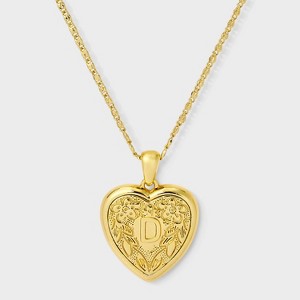 14K Gold Dipped Heart Charm D Initial Necklace - A New Day™ Gold - 1 of 4