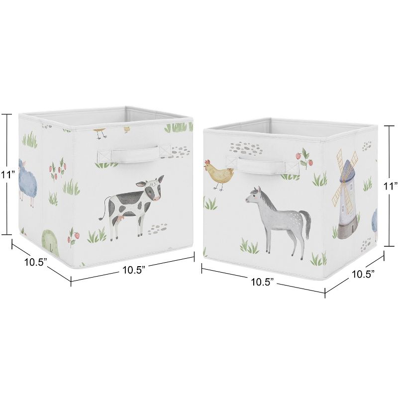 Sweet Jojo Designs Boy or Girl Gender Neutral Unisex Fabric Storage Bins Set Farm Animals, 4 of 6