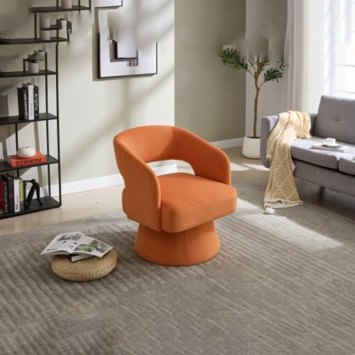 Modern Swivel Accent Chair with Deep Seat,Upholstered Swivel Recliners Couch,Velvet Armchair for Small Living Room or Apartment-Maison Boucle
