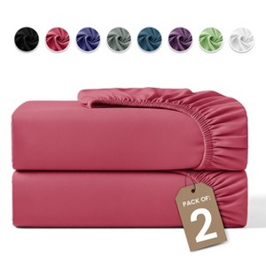 Microfiber Fitted Sheets Deep Pocket Up to 16-Inch , Ultra Soft , Easy Fit , Hypoallergenic Fitted Bed Sheets - Lux Decor Collection - 1 of 4