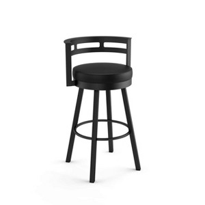 Amisco Render Upholstered Counter Height Barstool Black: Faux Leather, Steel Frame, 26" Seat - 1 of 4