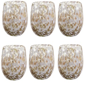 TAG 16 oz. Confetti Glass Stemless Drinkware Gold Dishwasher Safe Beverage Glassware Set of 6 - 1 of 2