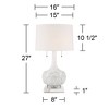 Possini Euro Design Natalia Country Cottage Table Lamp with Square White Marble Riser 27" Tall White Floral Ceramic Drum Shade for Bedroom Living Room - 4 of 4