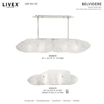 Belvidere 5-Light Brushed Nickel Chandelier with Glacier Glass