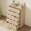 PB+PE Rattan Vertical 5-Drawer Cabinet, Wood Tone, Space-Saving Vertical Style, Bedroom Cabinet - 3 of 4