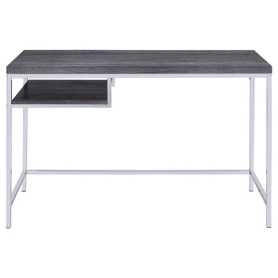 Weathered Gray and Chrome Home Office Desk with Drawer