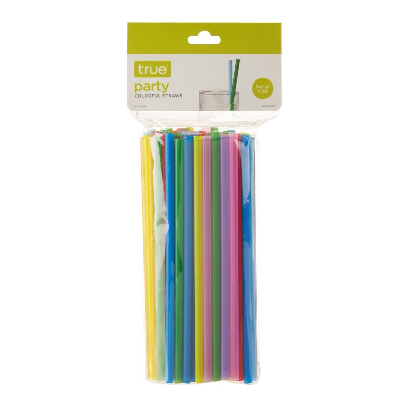 True Colorful Straws, Long Disposable Straws for Cocktails, Smoothies, Iced Coffee, Disposable Party Supplies, Assorted Colors, Set of 100, 5 of 6