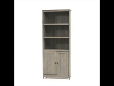 Mystic Oak Adjustable 71.5" Gray Bookcase with Doors