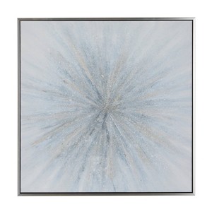 Canvas Starburst Radial Framed Wall Art with Silver Frame Blue - Olivia & May: Modern Glam Decor, Abstract Painting - 1 of 4