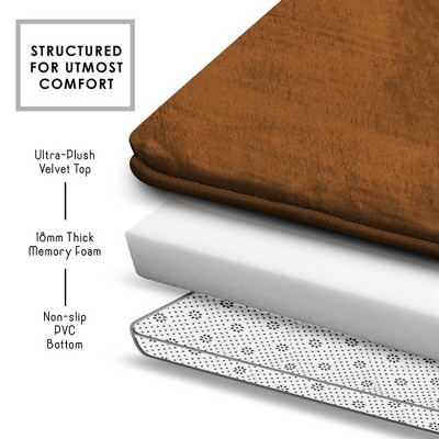 Chocolate Brown Velvet Memory Foam Bath Rug with PVC Backing