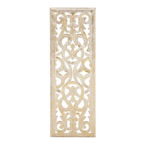 Wood Floral Handmade Intricately Carved Wall Decor Gold - Olivia & May ...