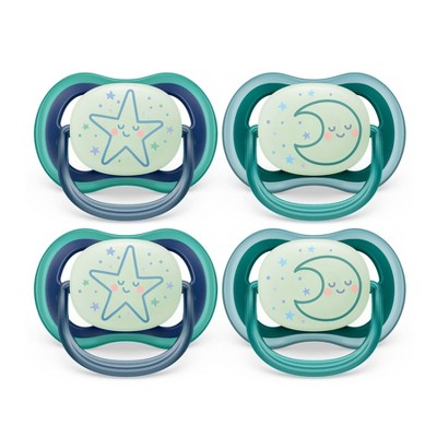 Avent Philips Ultra Air Pacifier 6-18 Months - Sleeping Star/Sleeping Moon Nighttime - 4pk