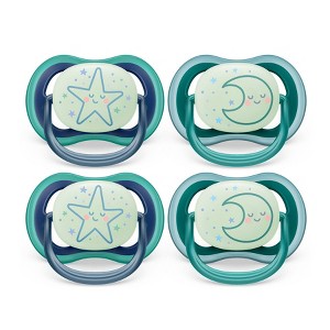 Avent Philips Ultra Air Pacifier 6-18 Months - Sleeping Star/Sleeping Moon Nighttime - 4pk - 1 of 4