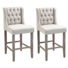 HOMCOM 26.25" Counter Height Bar Stools Set of 2, Tufted Wingback Armless Upholstered Dining Chair with Rubber Wood Legs - 4 of 4