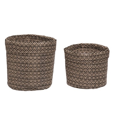 Transpac Fabric 8.2 in. Brown Spring Basket Set of 2