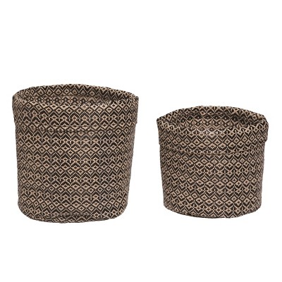 Transpac Fabric 9 in. Brown Spring Tribal Basket Set of 2