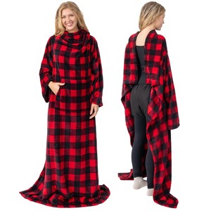PAVILIA Fleece Wearable Blanket with Sleeves, Warm Cozy Soft Functional Lightweight Sleeved Throw Adults Men Women - 1 of 4