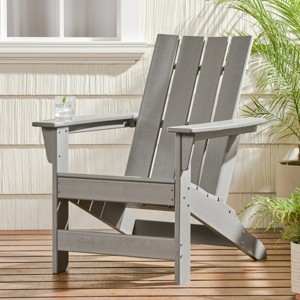 HDPE Adirondack Chair, Weather-Resistant Outdoor Patio Armchair, Modern Plastic Lounge Chair for Garden or Deck – Cuddlewood - 1 of 4