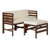 Contemporary 3-Piece Modular Acacia Wood Left and Right Arm Chairs and Ottoman - 3 of 4