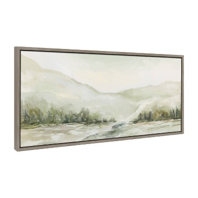 Gray Framed Winter Landscape Canvas Print, 18" x 40"