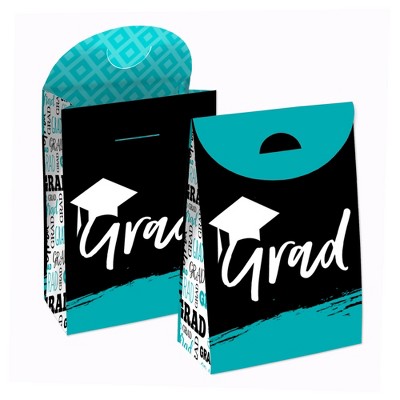 Big Dot of Happiness Teal Grad - Best is Yet to Come - Turquoise Graduation Gift Favor Bags - Party Goodie Boxes - Set of 12