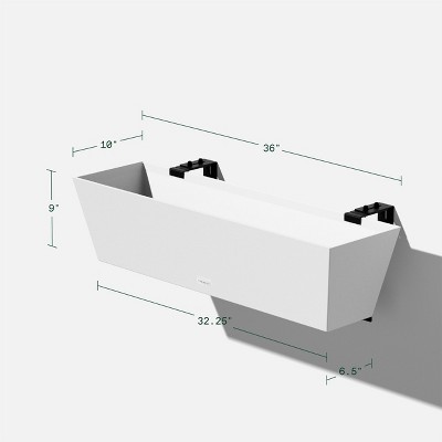 36" White Plastic Railing Planter with Adjustable Brackets