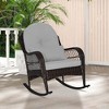 Costway Patio Wicker Rocking Chair W/Seat Back Cushions & Lumbar Pillow Porch Off White/Orange/Gray/Black/Blue - 2 of 4