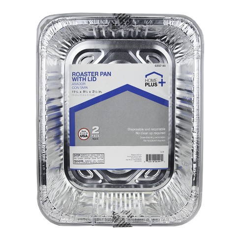 Home Plus Durable Foil 9-1/4 in. W X 11-3/4 in. L Roaster Pan Silver 2 pc (Case of 12) - image 1 of 1