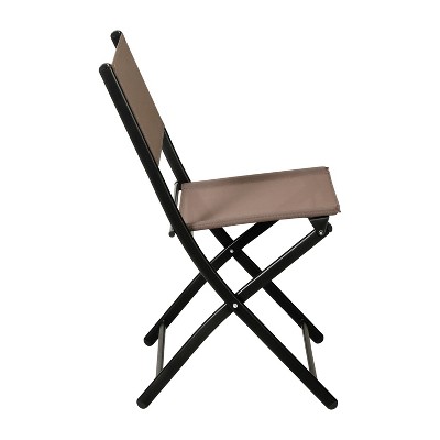 Set of 2 Brown Mesh Folding Chairs with Black Steel Frames