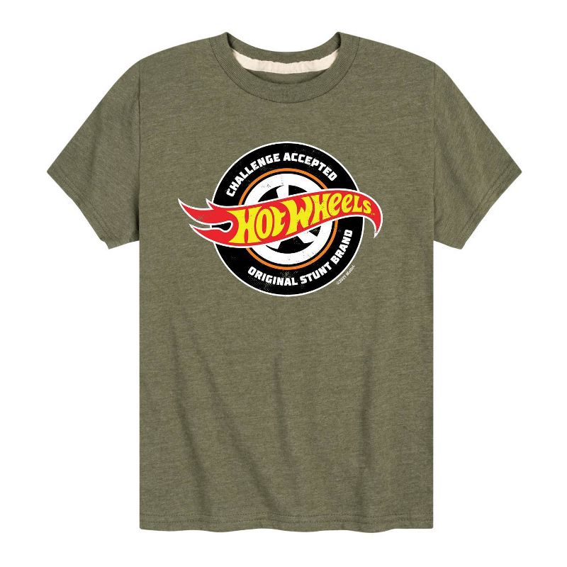 Boys' Hot Wheels Challenge Accepted Short Sleeve Graphic T-Shirt - Military Green, 1 of 2