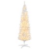 5ft Pencil Christmas Tree, Slim Artificial Christmas Tree with 294 Realistic Branch Tips & 110 Warm White LED Lights, White Holiday Decoration - 2 of 4