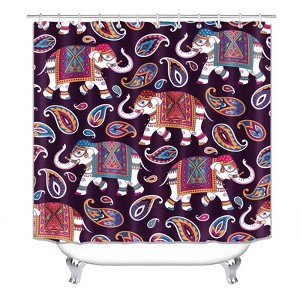 Colorful Elephant Shower Curtains for Bathroom Waterproof Fabric Bath Curtain Durable Soft Stylish Bathroom Decor 72x72 Inch - 1 of 1