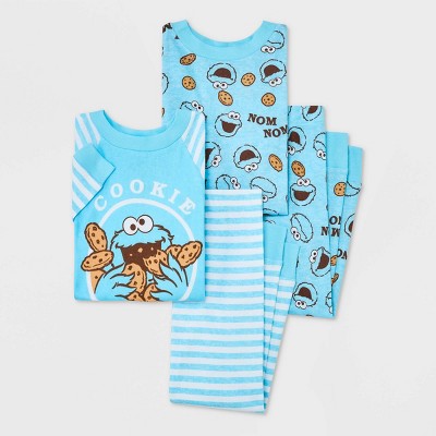 Toddler Boys' Sesame Street Cookie Monster Snug Fit Pajama Set - Blue