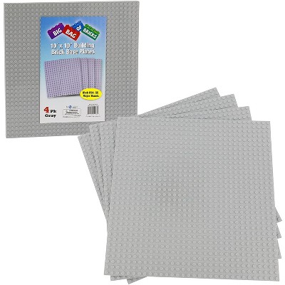 Big Bag of Bricks Large Gray Building Plates 10"x10", 4 Pack